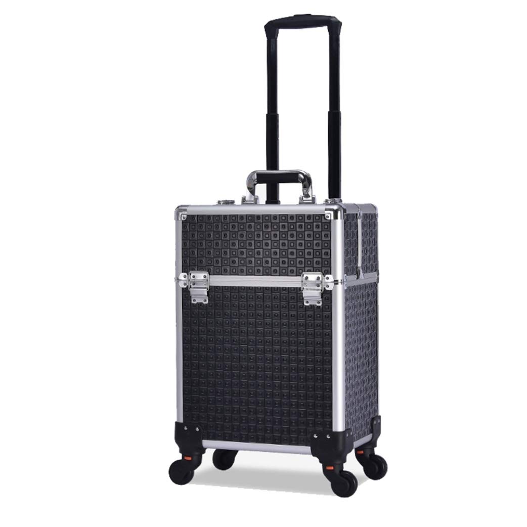 メイクボックス キャスター付き 大容量 プロ用 コスメボックス 化粧品ケース 収納用 ツールボックス 特大 薬箱 救急箱 防水 キャスター付 2段 美容師用 スーツケース型 メイクケース 出張 黒 ピンク